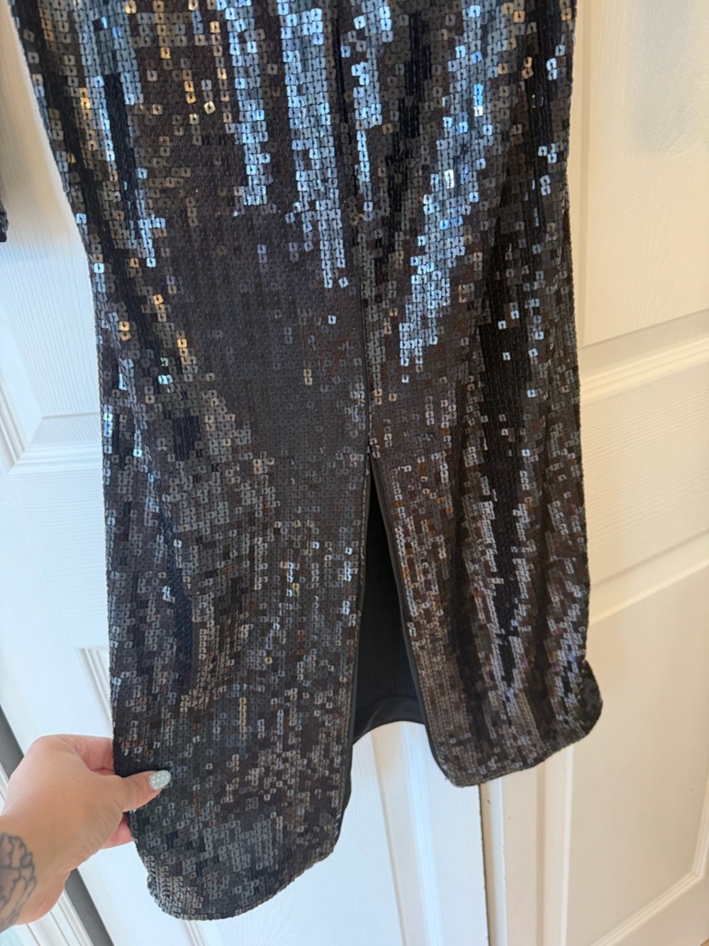 Good American Deep V-Neck Black Sequin Midi Dress S - Picture 9 of 9